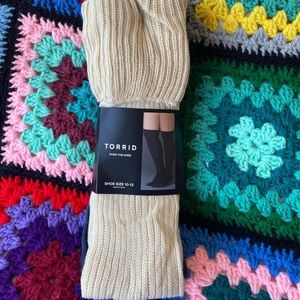 TORRID Beige & Blue Over-the-Knee Socks Pack of 2, Shoe Size 10-13, Brand New